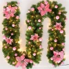 Christmas decorative wicker 2.7-meter denser hanging ornament, golden red wreath set, Christmas decoration Application Scenario